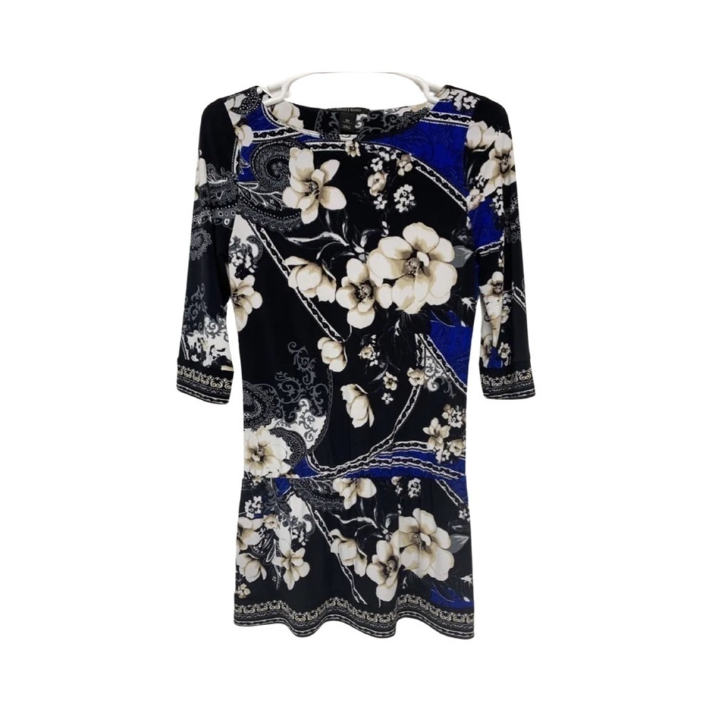 White House Black Market Floral Boat Neck 3/4 Sleeve Dress Size XXS